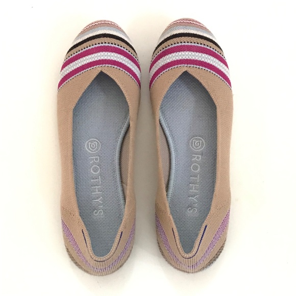 ROTHY’S Camel Ribbon Stripe Ballet Flats Merino Wool Women’s Size 8 - Picture 11 of 16